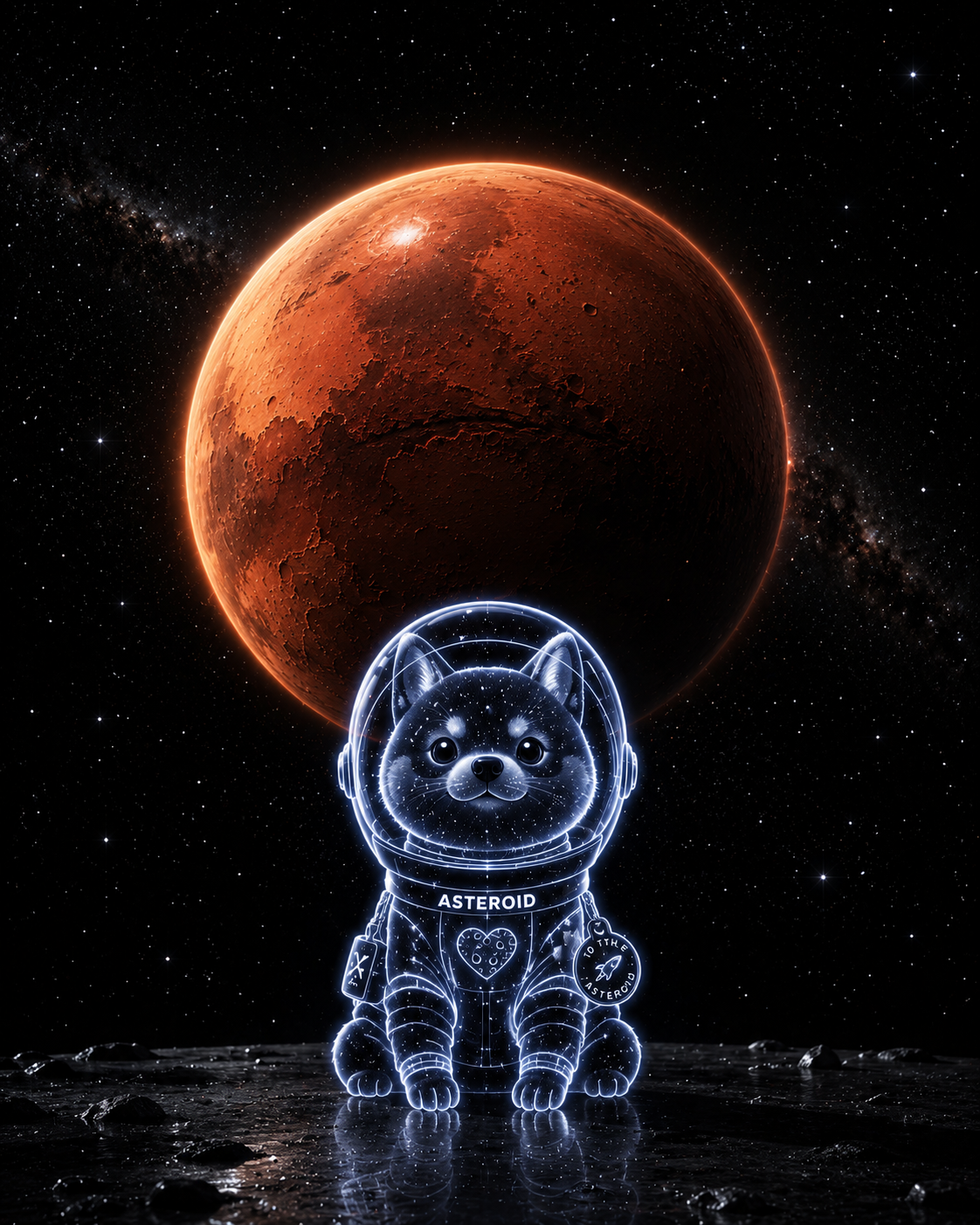 Cosmic character in front of the SPCX69420 emblem